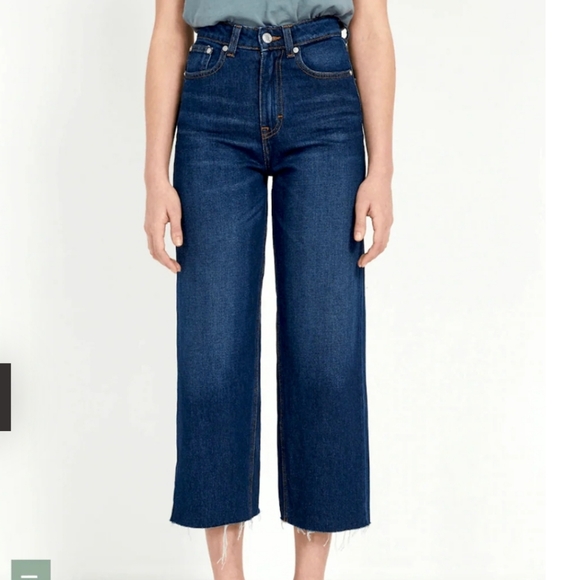 Frank And Oak Nina Wide Leg Blue Jeans - Picture 1 of 9